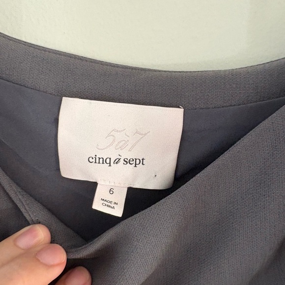 Cinq A Sept Wrap Bow Detail Mini Dress - Grey - Size 6 - Picture 5 of 8